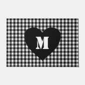 Aangepast monogram script hart zwart-wit deurmat (Voorkant)