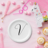 Aangepast monogram script initiaal papieren bordje (Feest)