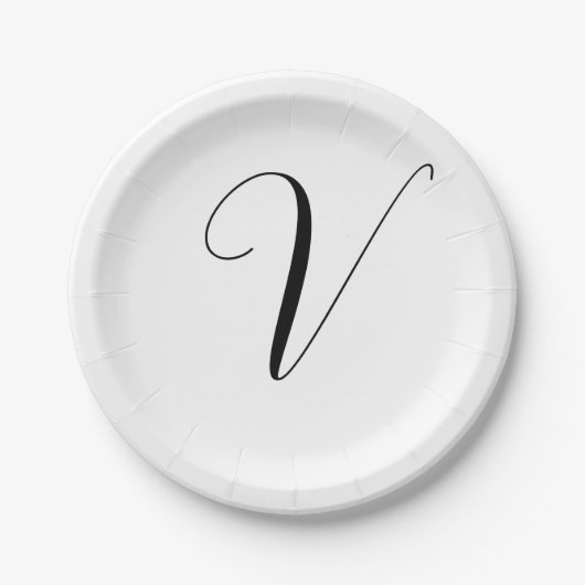 Aangepast monogram script initiaal papieren bordje (Voorkant)