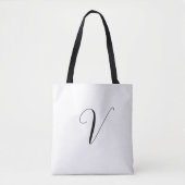 Aangepast monogram script initiaal tote bag (Voorkant)