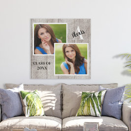 Aangepast monogram Senior Portret Rustic Collage Poster