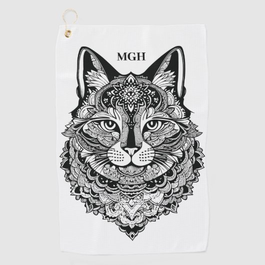 Aangepast Monogram Sierkat Golfhanddoek (Voorkant)