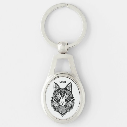 Aangepast Monogram Sierkat Sleutelhanger (Voorkant)