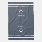 Aangepast Monogram Slate Blauwe Kust Moderne Theedoek (Verticaal)