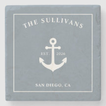 Aangepast Monogram Slate Blauwe Luxe Kust