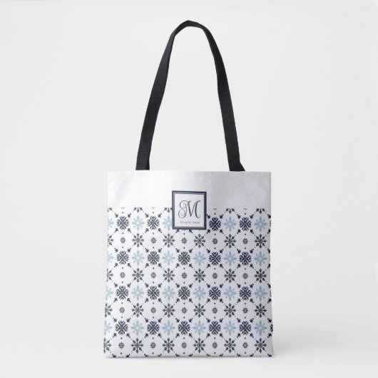 Aangepast monogram sneeuwvlok tote bag (Voorkant)