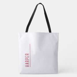 Aangepast monogram, sneeuwwit en rood XL Tote Bag