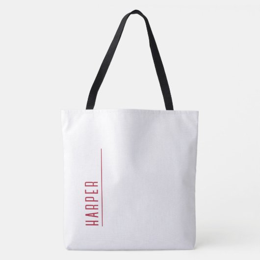 Aangepast monogram, sneeuwwit en rood XL Tote Bag (Voorkant)