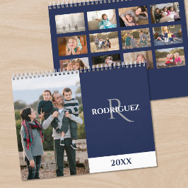 Aangepast Monogram Spaans Navy Blauw Foto Kalender