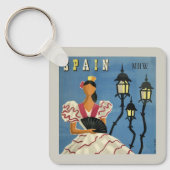 Aangepast monogram SPANJE Vintage Reis Sleutelhanger (Voorkant)