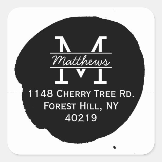 Aangepast monogram stijlvol inktplaat vierkante sticker (Voorkant)