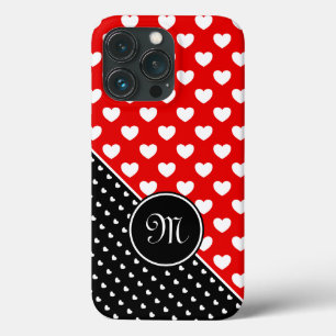 Aangepast monogram stijlvol rood, zwart en wit Case-Mate iPhone case