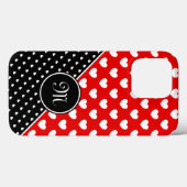 Aangepast monogram stijlvol rood, zwart en wit Case-Mate iPhone case (Achterkant (horizontaal))