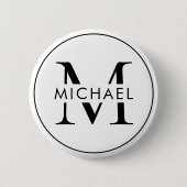 Aangepast Monogram Stijlvolle Knop Modern Klassiek Ronde Button 5,7 Cm (Voorkant)