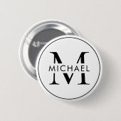 Aangepast Monogram Stijlvolle Knop Modern Klassiek Ronde Button 5,7 Cm (Voorkant /achterkant)