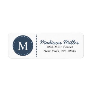 Aangepast monogram Stip voor blauw marineschema Etiket