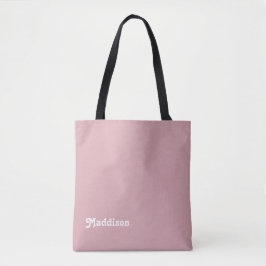 Aangepast monogram, stoffige roze retro typografie tote bag