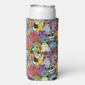 Aangepast monogram & tekst Grappige katten illustr Seltzer Blikjeskoeler (Seltzer Achterkant)