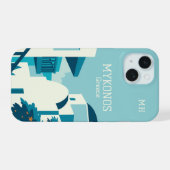Aangepast monogram & tekst Griekenland iPhone 15 Case (Achterkant horizontaal)