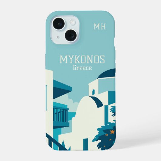 Aangepast monogram & tekst Griekenland iPhone 15 Case (Achterkant)