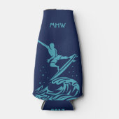 Aangepast monogram, tekst & jaar SURFER flessenkoe Flesjeskoeler (Voorkant)