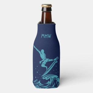 Aangepast monogram, tekst & jaar SURFER flessenkoe Flesjeskoeler