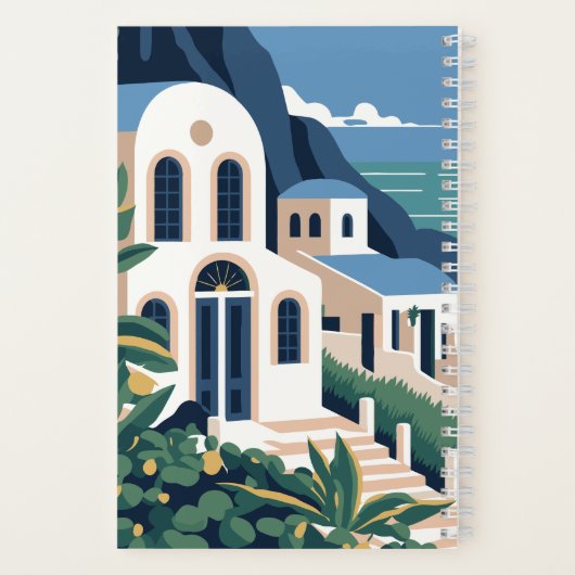 Aangepast Monogram & Tekst Santorini Nederland Notitieboek (Achterkant)