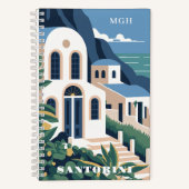 Aangepast Monogram & Tekst Santorini Nederland Notitieboek (Voorkant)