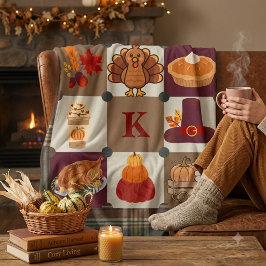 Aangepast Monogram Thanksgiving herfst | Cozy Sherpa Deken