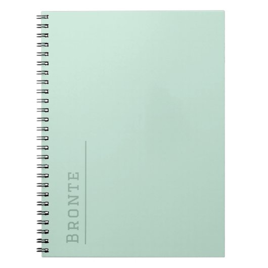 Aangepast monogram, trendy kleur groen Minty Fresh Notitieboek (Voorkant)