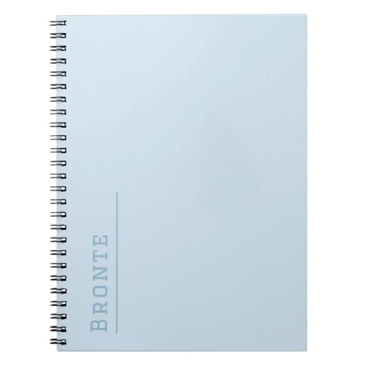 Aangepast monogram, trendy kleur Ice Blue Notitieboek (Voorkant)