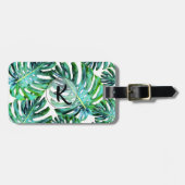 Aangepast monogram Tropisch Monstera Leaf Greenery Bagagelabel (Voorkant horizontaal)