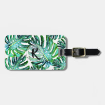 Aangepast monogram Tropisch Monstera Leaf Greenery
