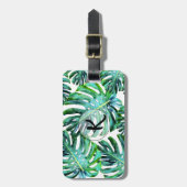 Aangepast monogram Tropisch Monstera Leaf Greenery Bagagelabel (Voorkant verticaal)
