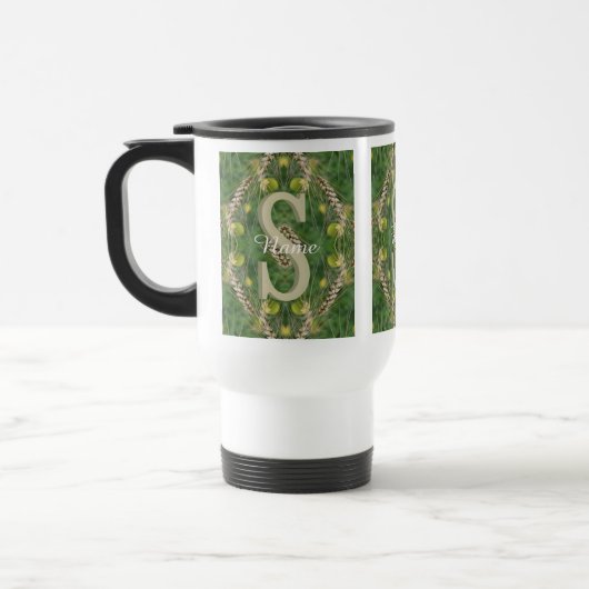Aangepast monogram Uw initiële naam Natuur Reisbeker (Links)