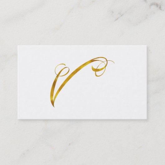 Aangepast monogram V Faux Gold Foil Monogrammen In Visitekaartje (Voorkant)