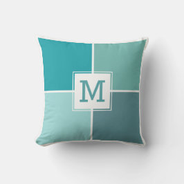 Aangepast monogram van de Tiles Aqua Tiles werpt k Kussen