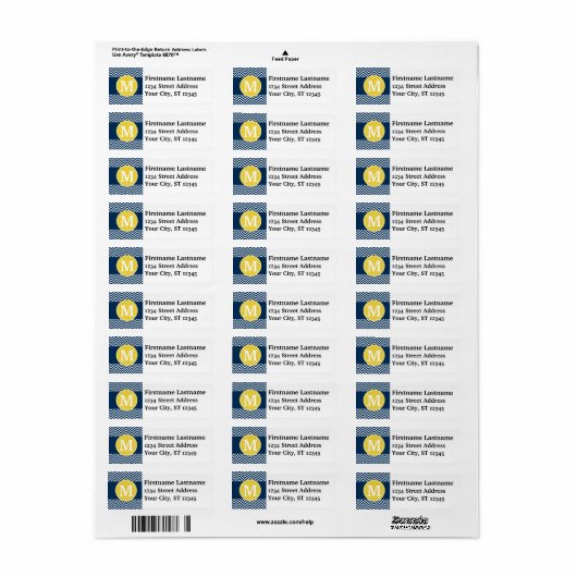 Aangepast monogram van het Chevron Patroon voor de Etiket (Full Sheet)