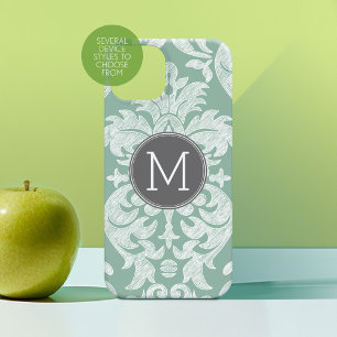 Aangepast monogram van het type Mint en Gray Damas Case-Mate iPhone Case