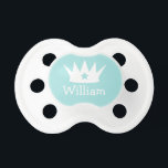 Aangepast monogram van prins Aqua Baby Speen<br><div class="desc">Stijlvolle aangepaste baby pacifier voor uw kleine prins is voorzien van een kroon met steraccent en tekst die kan worden aangepast met de voornaam van de baby of een andere formulering. Maakt een groot baby shower cadeau of cadeau voor een nieuwe moeder. Aqua blauw en witte kleuren.</div>