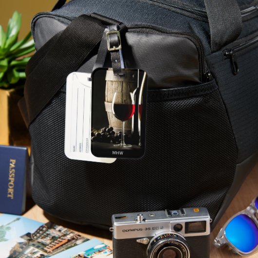 Aangepast monogram van Wine Lover Bagagelabel (Voorkant & Achterkant)