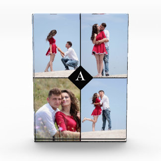 Aangepast monogram & vier foto zwart