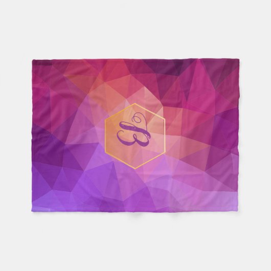 Aangepast monogram violet en paars grafisch patroo fleece deken (Voorkant (Horizontaal))