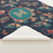 Aangepast monogram vlinderpatroon sherpa deken (3/4)