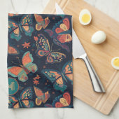 Aangepast monogram vlinderpatroon theedoek (Quarter Fold)