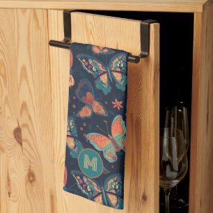 Aangepast monogram vlinderpatroon theedoek