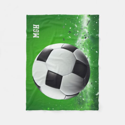 Aangepast monogram Voetbal Fleece Deken (Voorkant)
