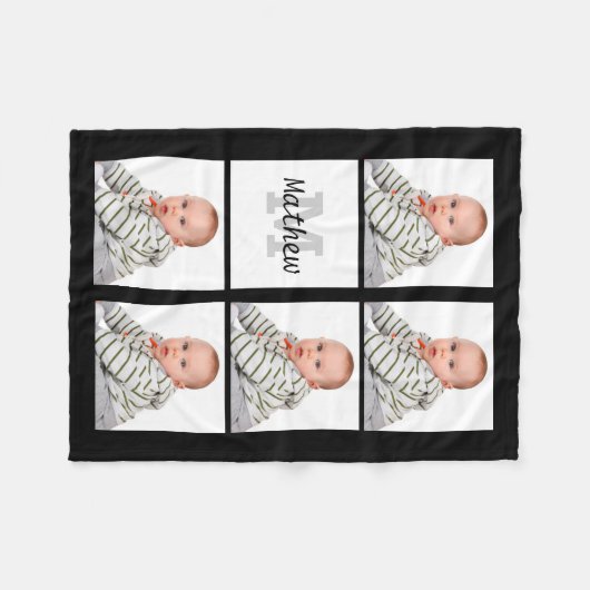 Aangepast monogram voor aangepaste fotocollage fleece deken (Voorkant (Horizontaal))