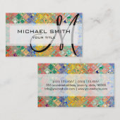 Aangepast monogram voor abstract mozaïekpatroon #2 visitekaartje (Voorkant / Achterkant)