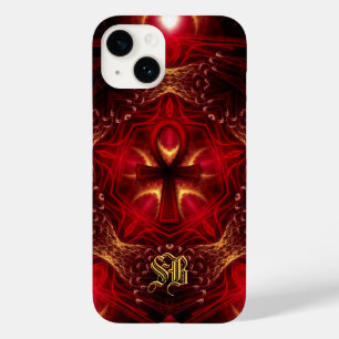 Aangepast monogram voor Ankh Energy Red+Gold Case-Mate iPhone 14 Hoesje